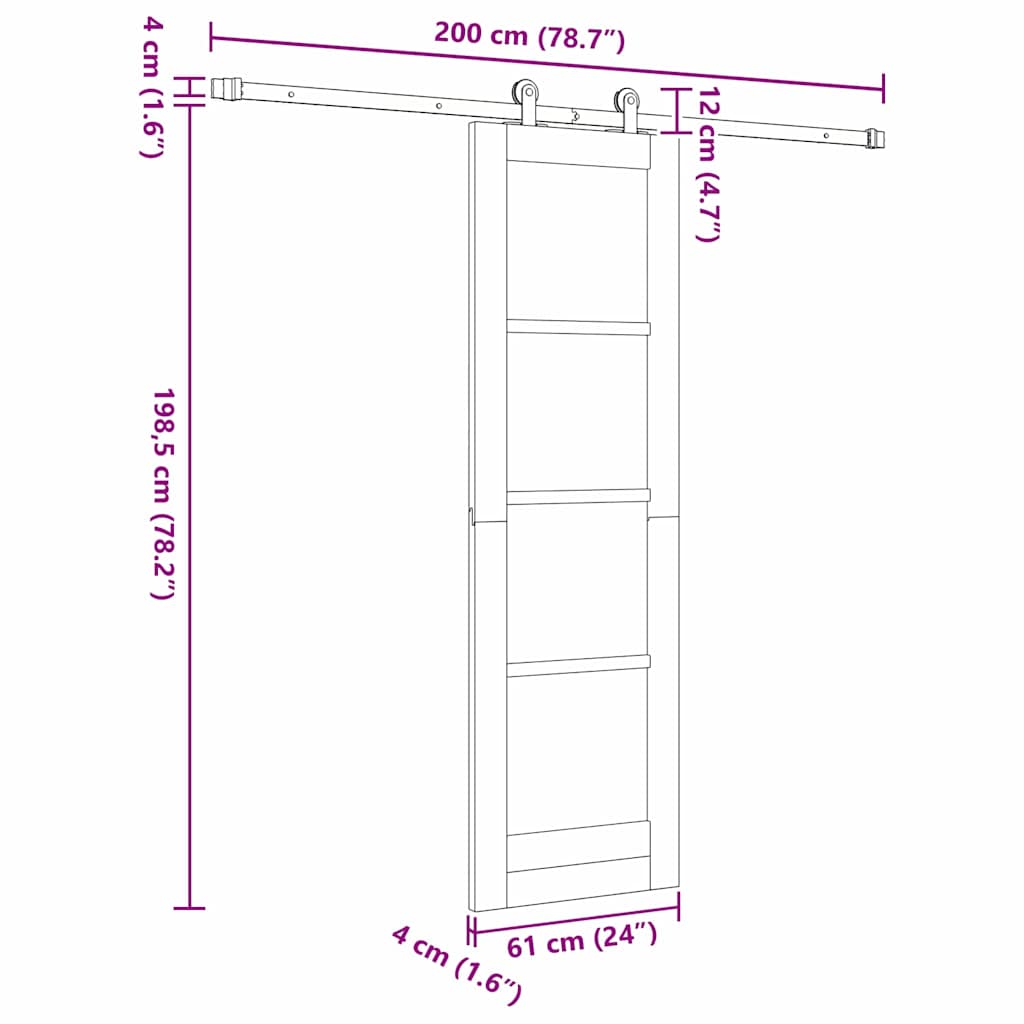 Schiebetür ORKDAL Braun 61 x 198,5 cm Holz und Metall