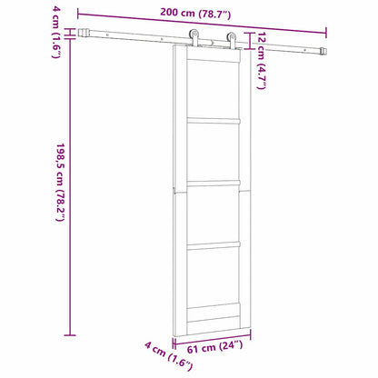 Schiebetür ORKDAL Braun 61 x 198,5 cm Holz und Metall
