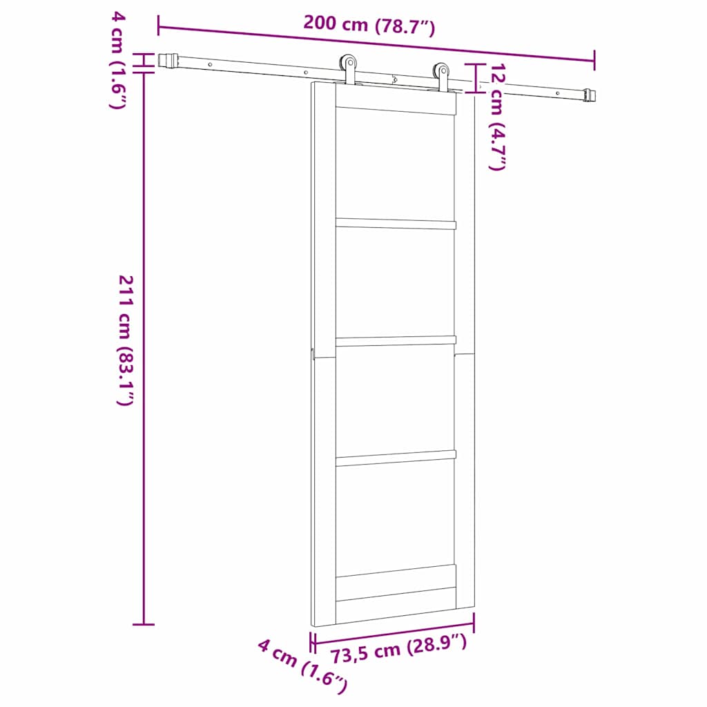 Schiebetür ORKDAL Weiß 73,5 x 211 cm Holz und Metall