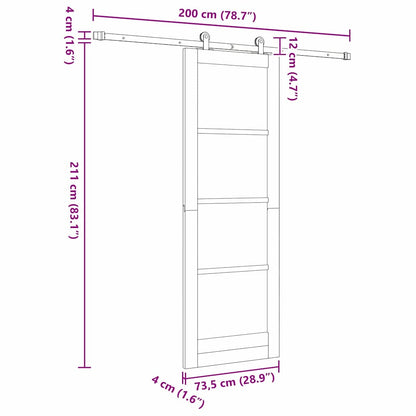 Schiebetür ORKDAL Weiß 73,5 x 211 cm Holz und Metall
