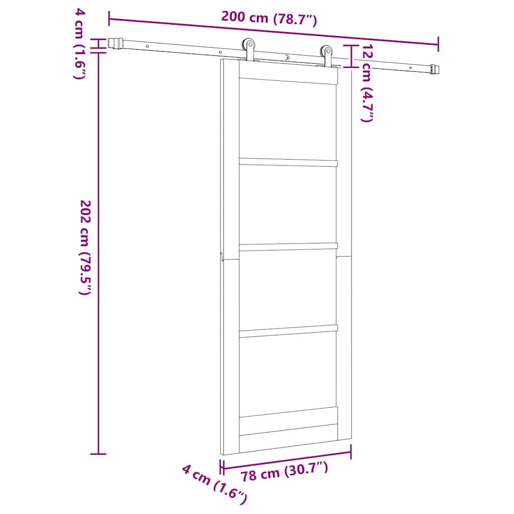 Schiebetür ORKDAL Braun 78 x 202 cm Holz und Metall