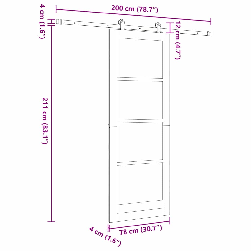 Schiebetür ORKDAL Braun 78 x 211 cm Holz und Metall