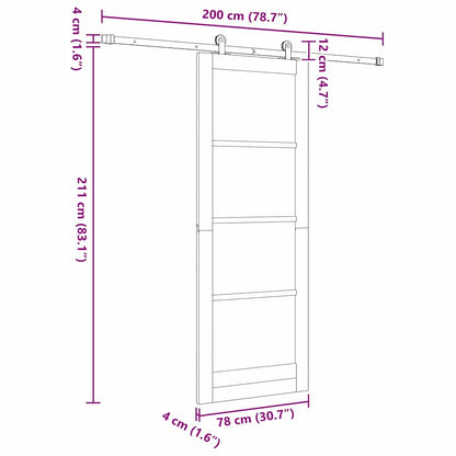 Schiebetür ORKDAL Braun 78 x 211 cm Holz und Metall