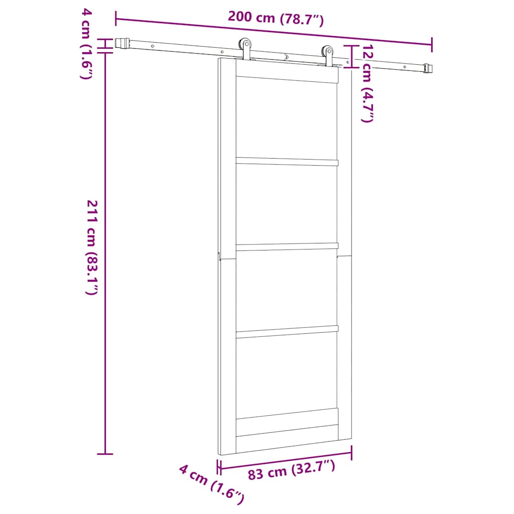 Schiebetür ORKDAL Braun 83 x 211 cm Holz und Metall