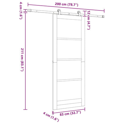 Schiebetür ORKDAL Braun 83 x 211 cm Holz und Metall