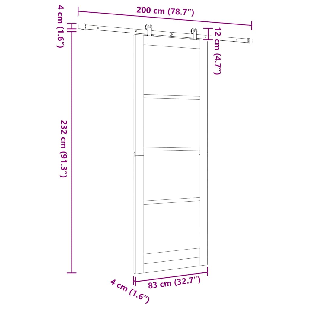 Schiebetür ORKDAL Braun 83 x 232 cm Holz und Metall