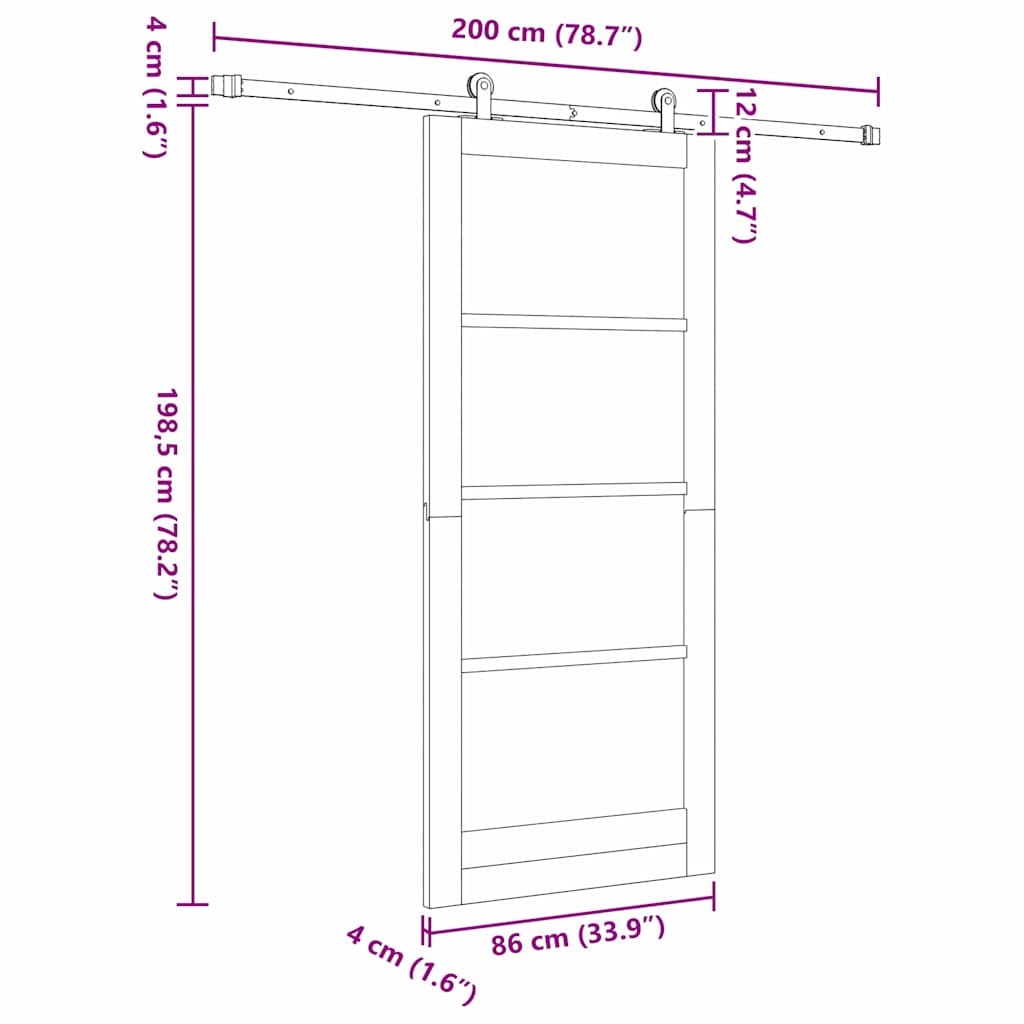Schiebetür ORKDAL Braun 86 x 198,5 cm Holz und Metall