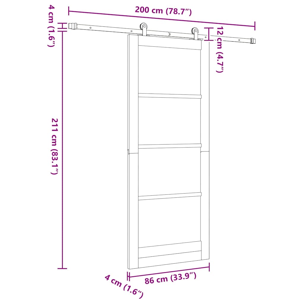 Schiebetür ORKDAL Braun 86 x 211 cm Holz und Metall