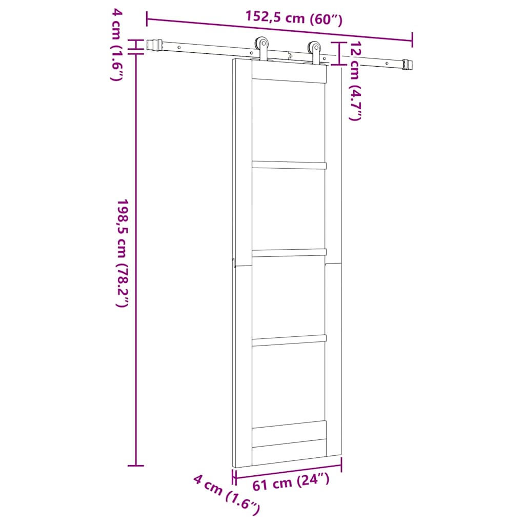Schiebetür ORKDAL Braun 61 x 198,5 cm Holz und Metall