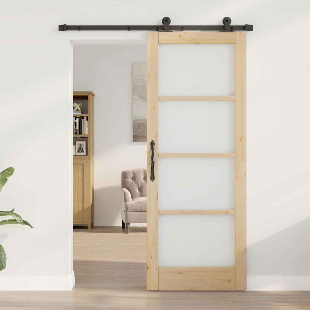 Schiebetür ORKDAL Braun 78 x 202 cm Holz und Metall