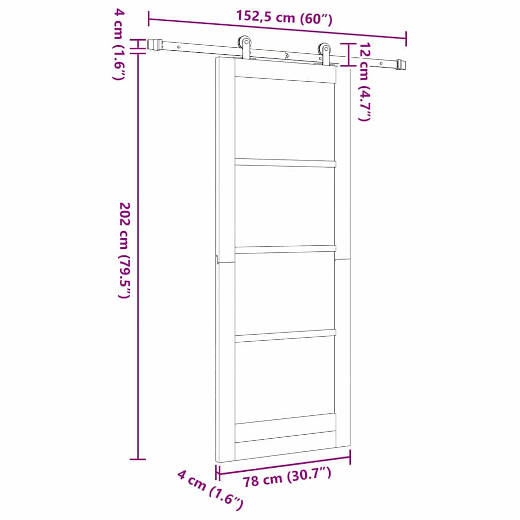 Schiebetür ORKDAL Braun 78 x 202 cm Holz und Metall