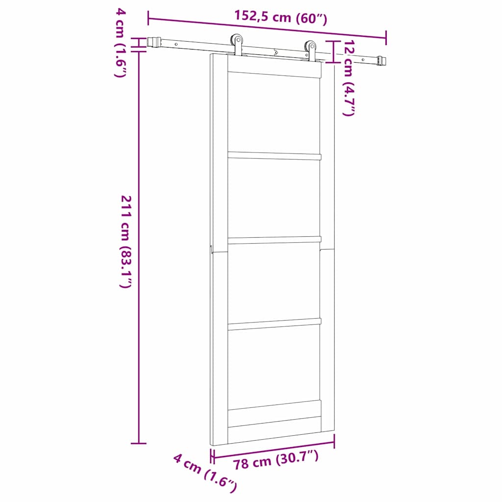 Schiebetür ORKDAL Braun 78 x 211 cm Holz und Metall