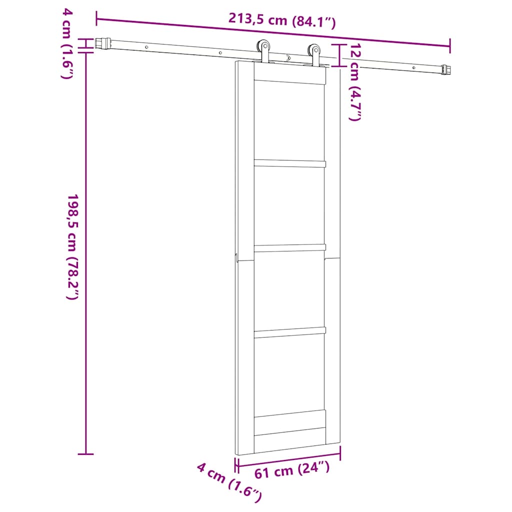 Schiebetür ORKDAL Braun 61 x 198,5 cm Holz und Metall