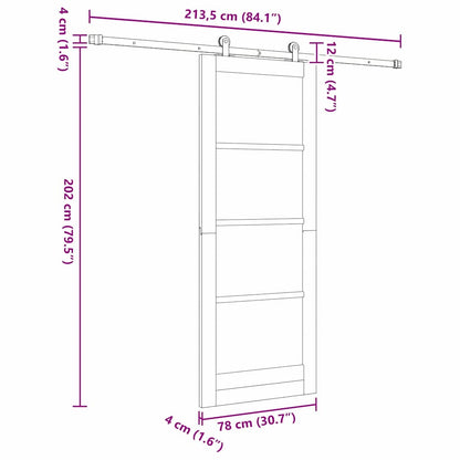Schiebetür ORKDAL Weiß 78 x 202 cm Holz und Metall