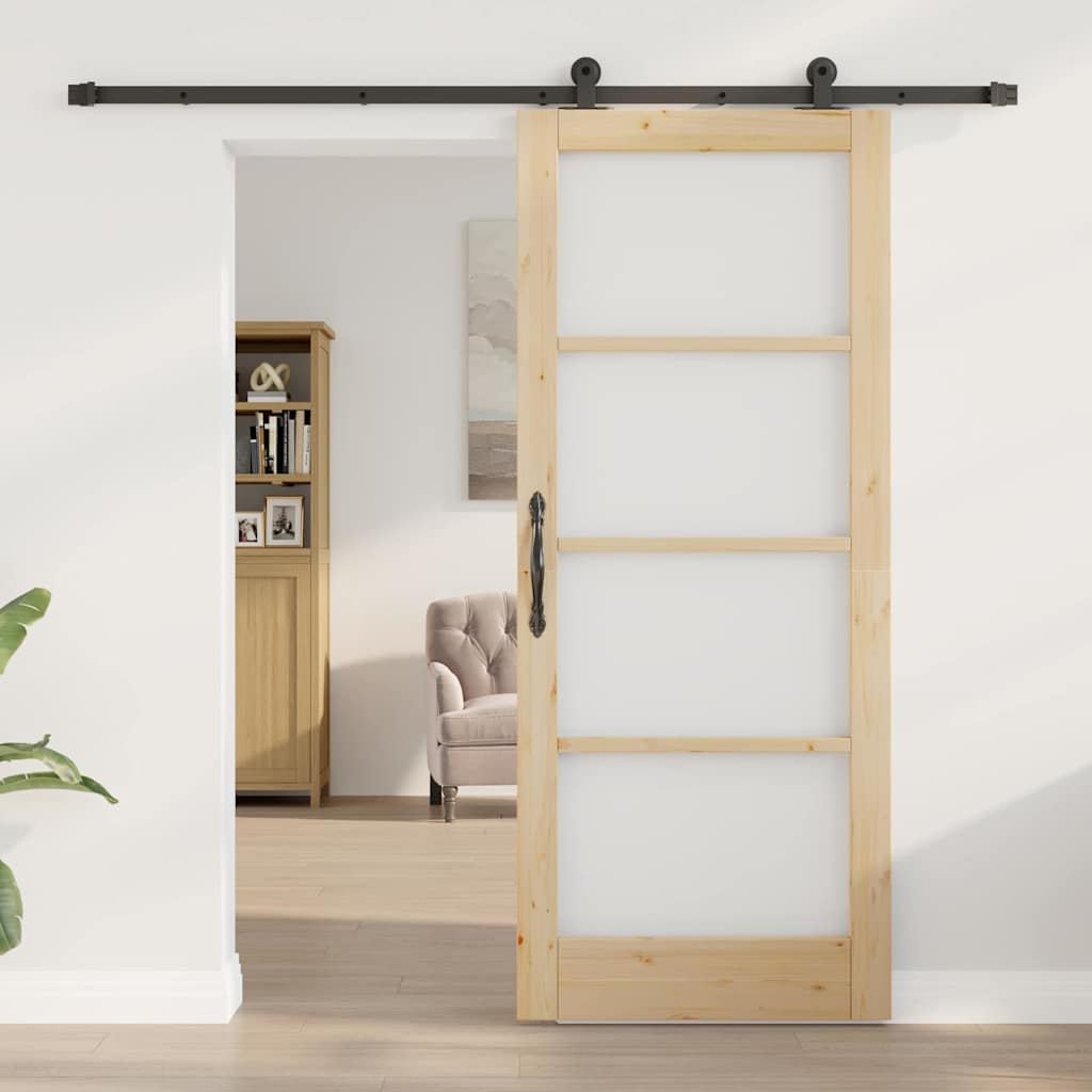 Schiebetür ORKDAL Braun 83 x 202 cm Holz und Metall
