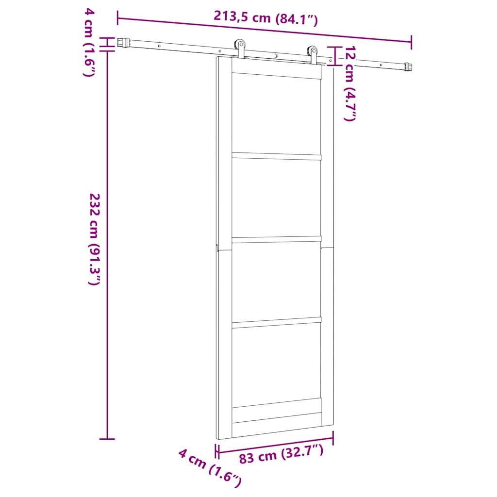 Schiebetür ORKDAL Weiß 83 x 232 cm Holz und Metall
