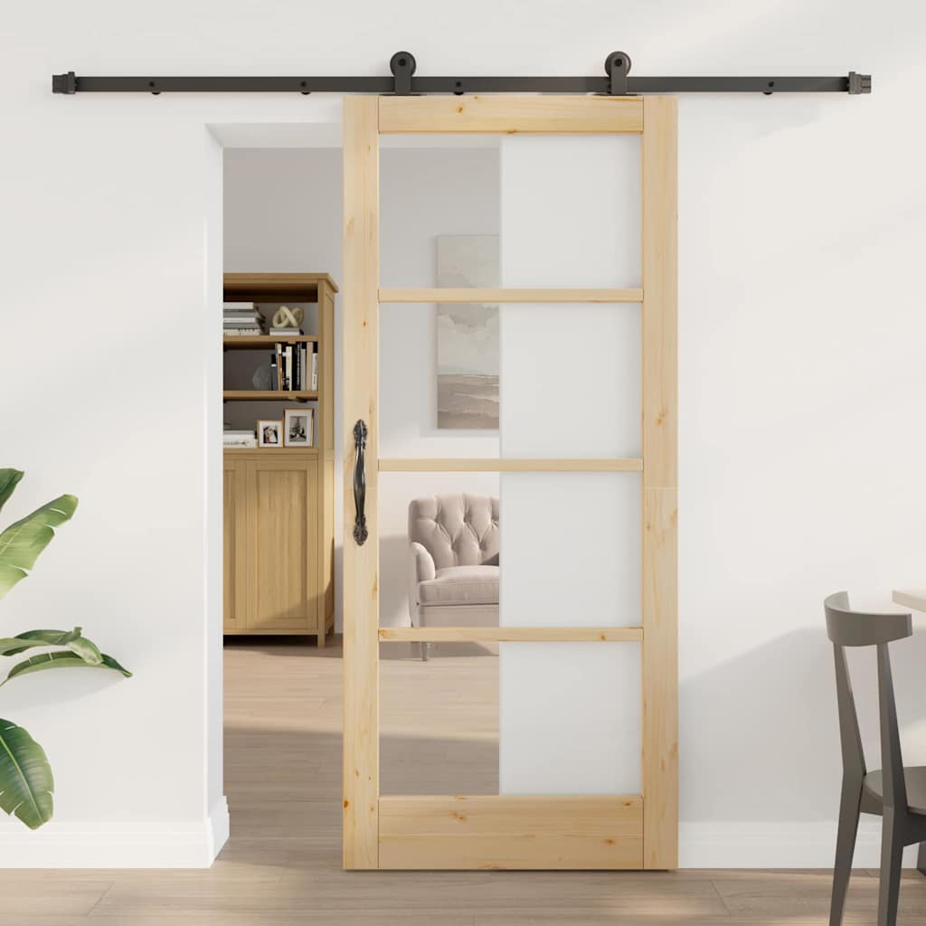 Schiebetür ORKDAL Braun 86 x 198,5 cm Holz und Metall
