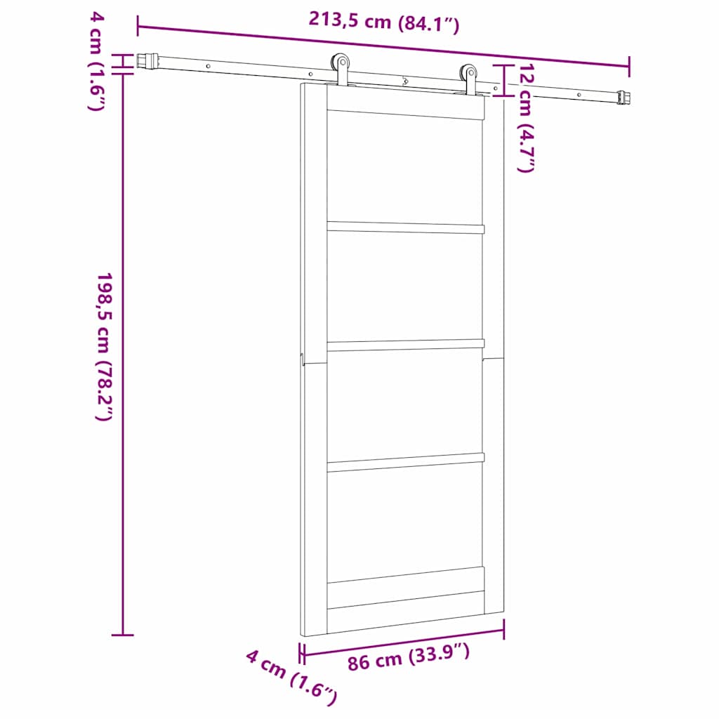 Schiebetür ORKDAL Braun 86 x 198,5 cm Holz und Metall