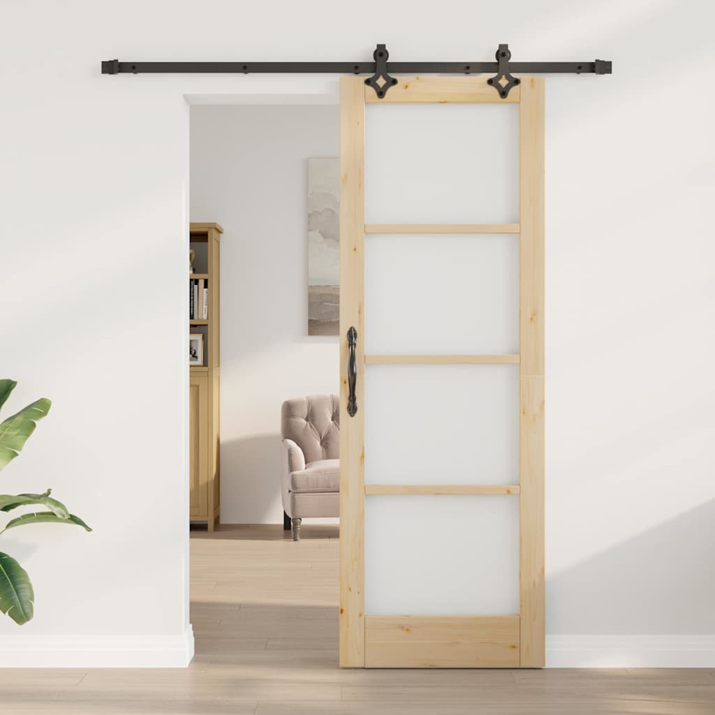 Schiebetür ORKDAL Braun 73,5 x 211 cm Holz und Metall