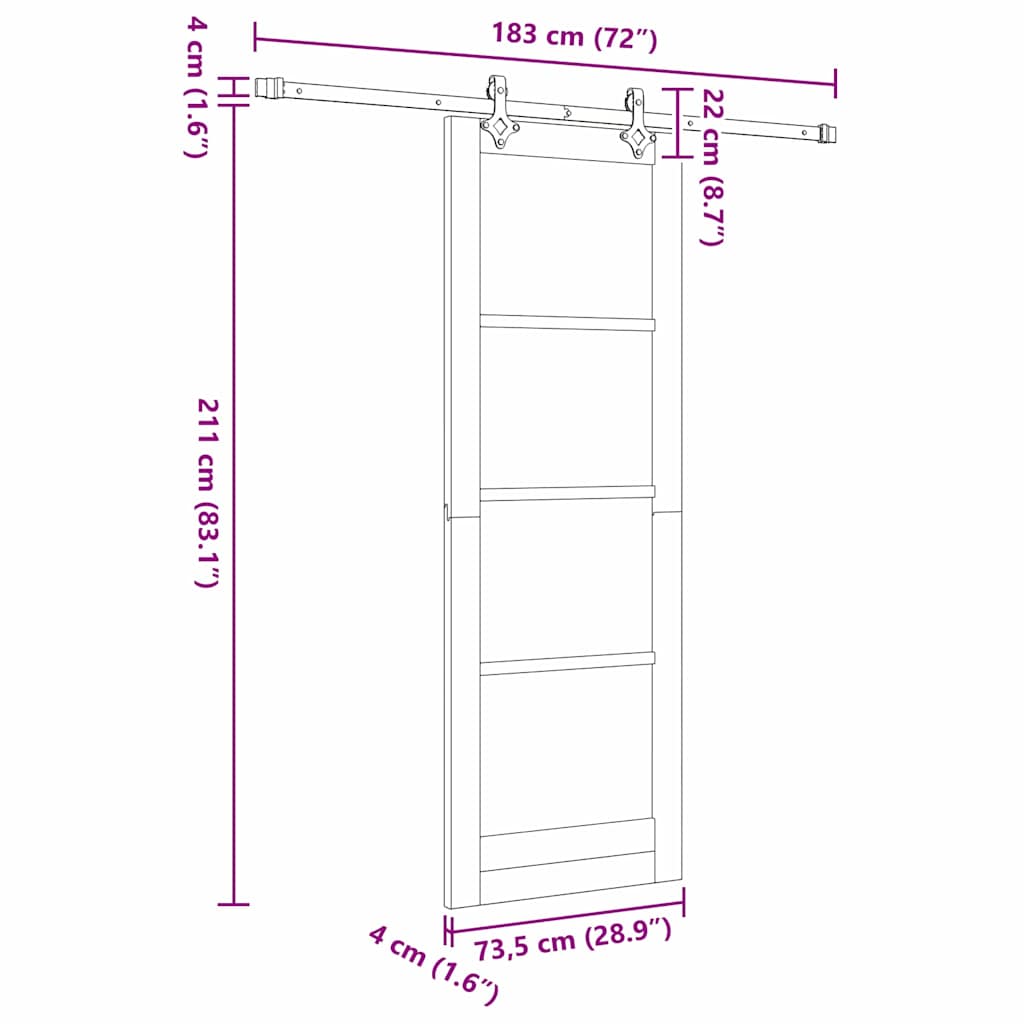 Schiebetür ORKDAL Weiß 73,5 x 211 cm Holz und Metall