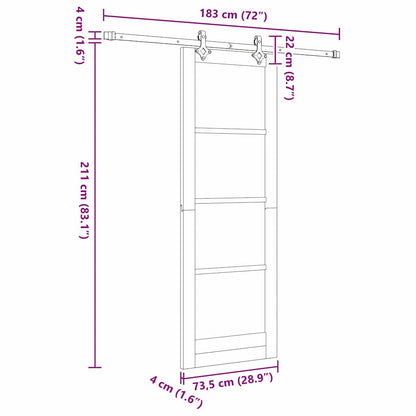 Schiebetür ORKDAL Weiß 73,5 x 211 cm Holz und Metall