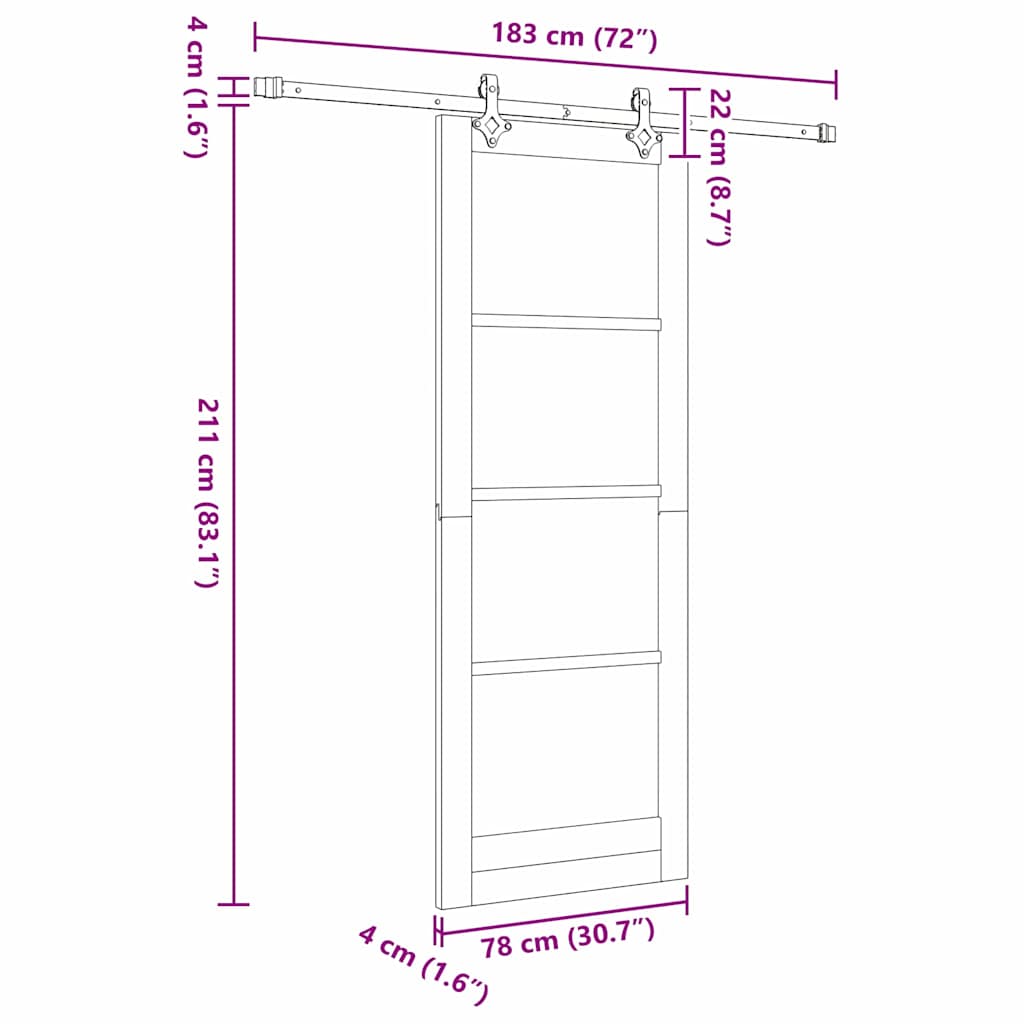 Schiebetür ORKDAL Braun 78 x 211 cm Holz und Metall