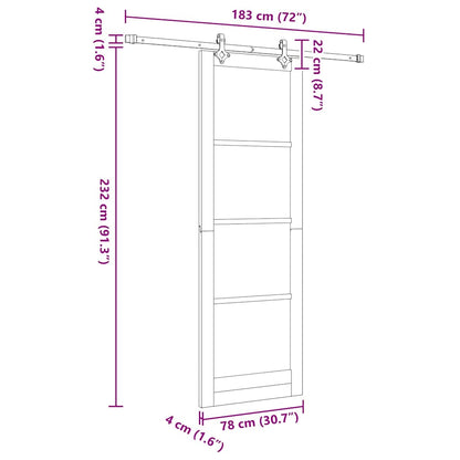 Schiebetür ORKDAL Braun 78 x 232 cm Holz und Metall