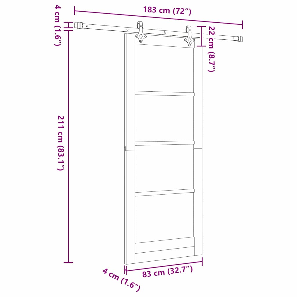 Schiebetür ORKDAL Braun 83 x 211 cm Holz und Metall