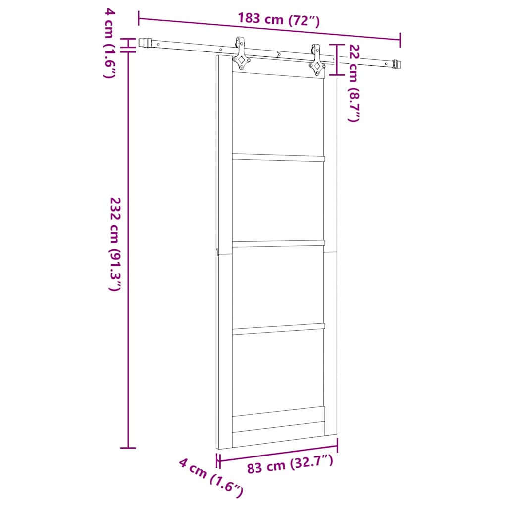 Schiebetür ORKDAL Weiß 83 x 232 cm Holz und Metall