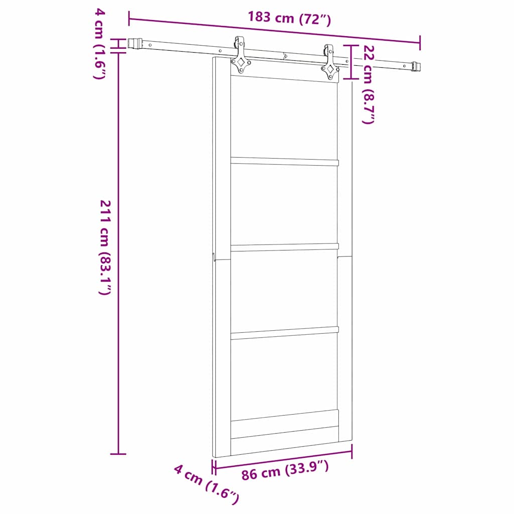 Schiebetür ORKDAL Braun 86 x 211 cm Holz und Metall