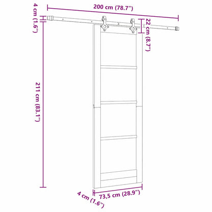 Schiebetür ORKDAL Braun 73,5 x 211 cm Holz und Metall