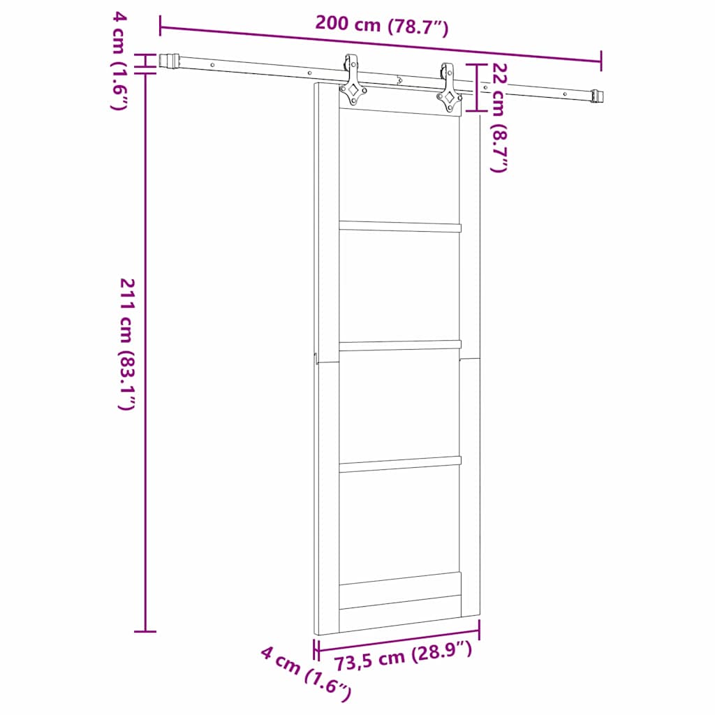 Schiebetür ORKDAL Weiß 73,5 x 211 cm Holz und Metall