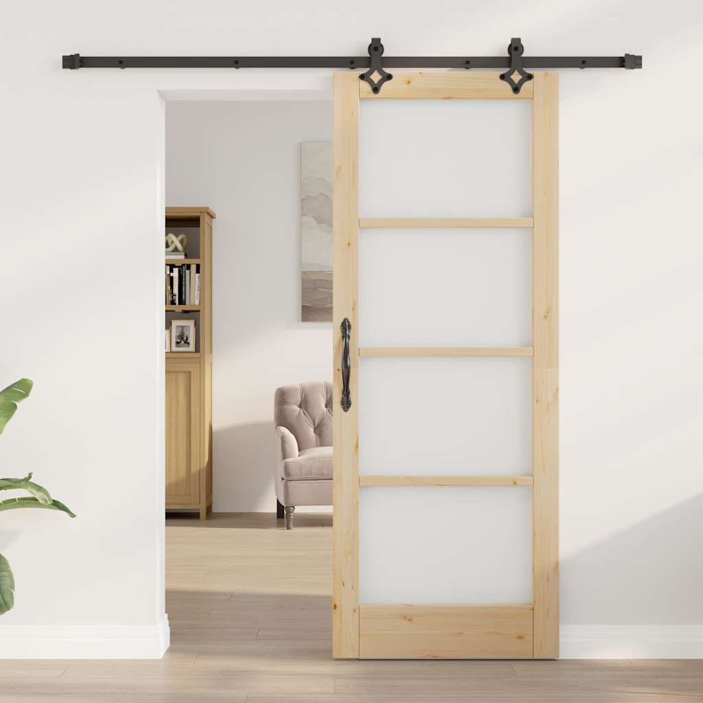 Schiebetür ORKDAL Braun 78 x 202 cm Holz und Metall