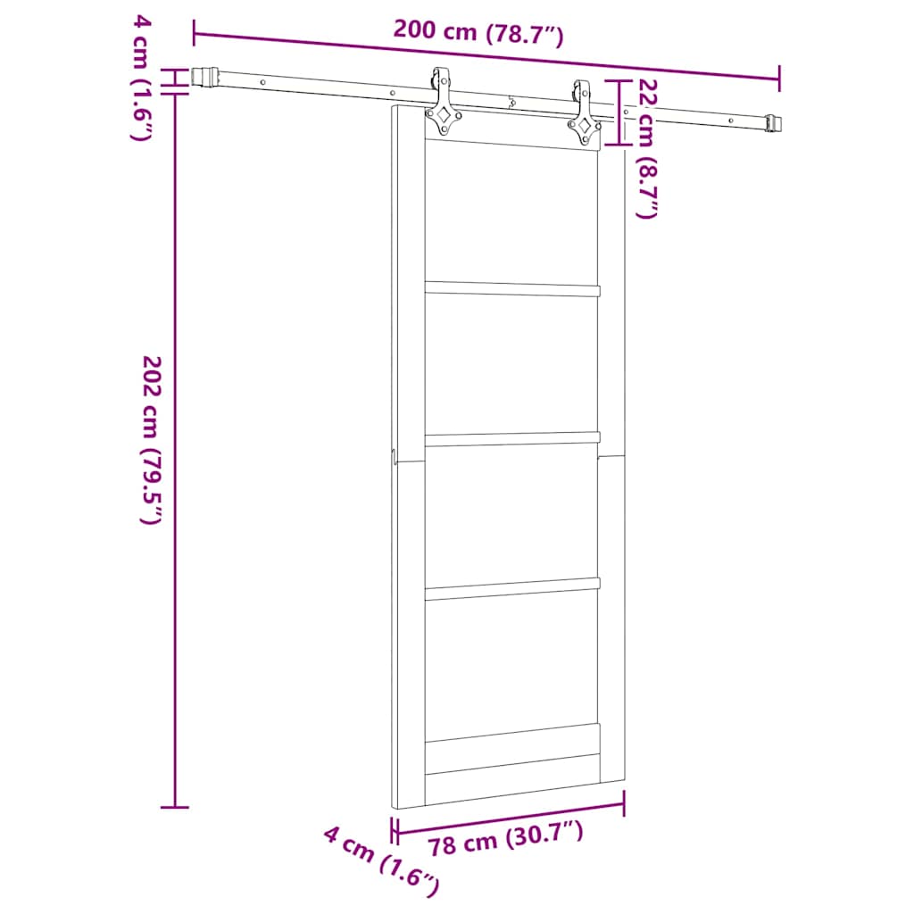 Schiebetür ORKDAL Weiß 78 x 202 cm Holz und Metall
