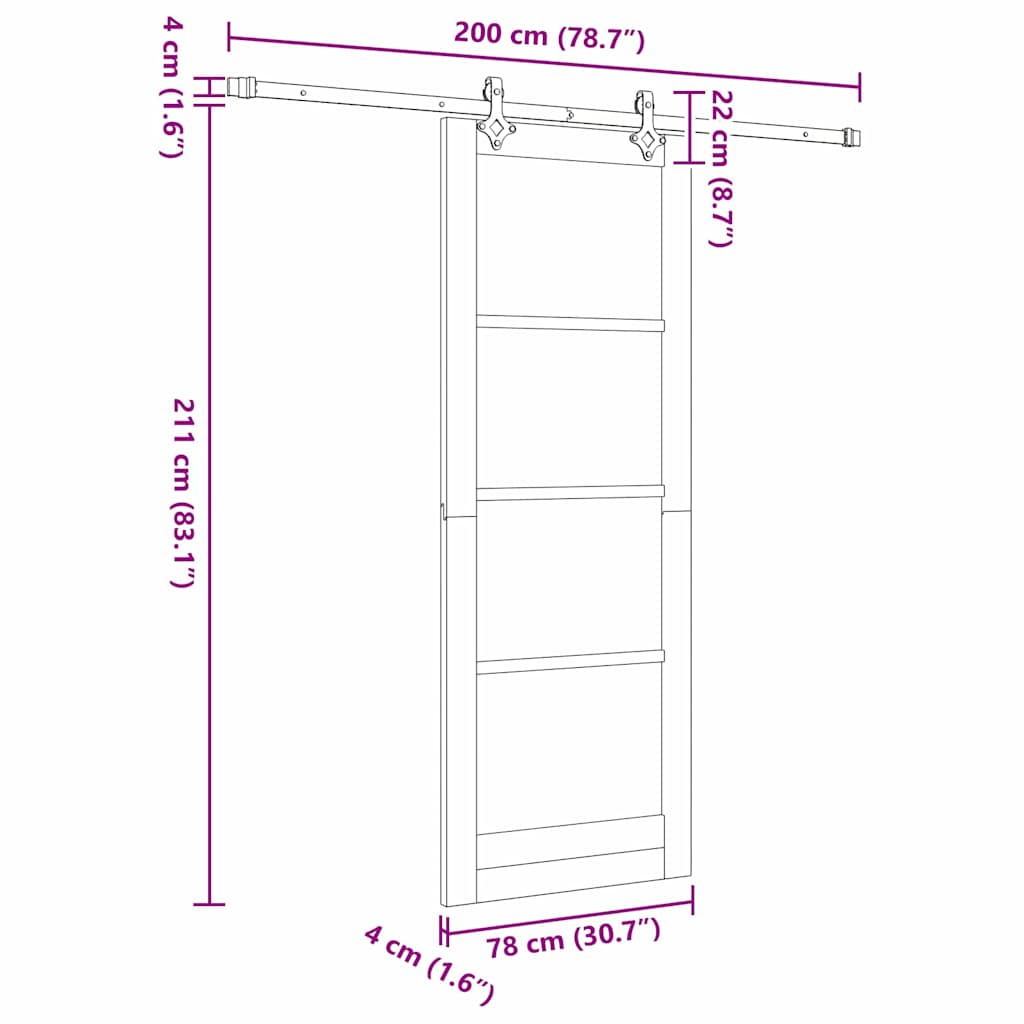 Schiebetür ORKDAL Braun 78 x 211 cm Holz und Metall