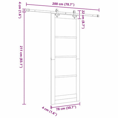 Schiebetür ORKDAL Braun 78 x 211 cm Holz und Metall