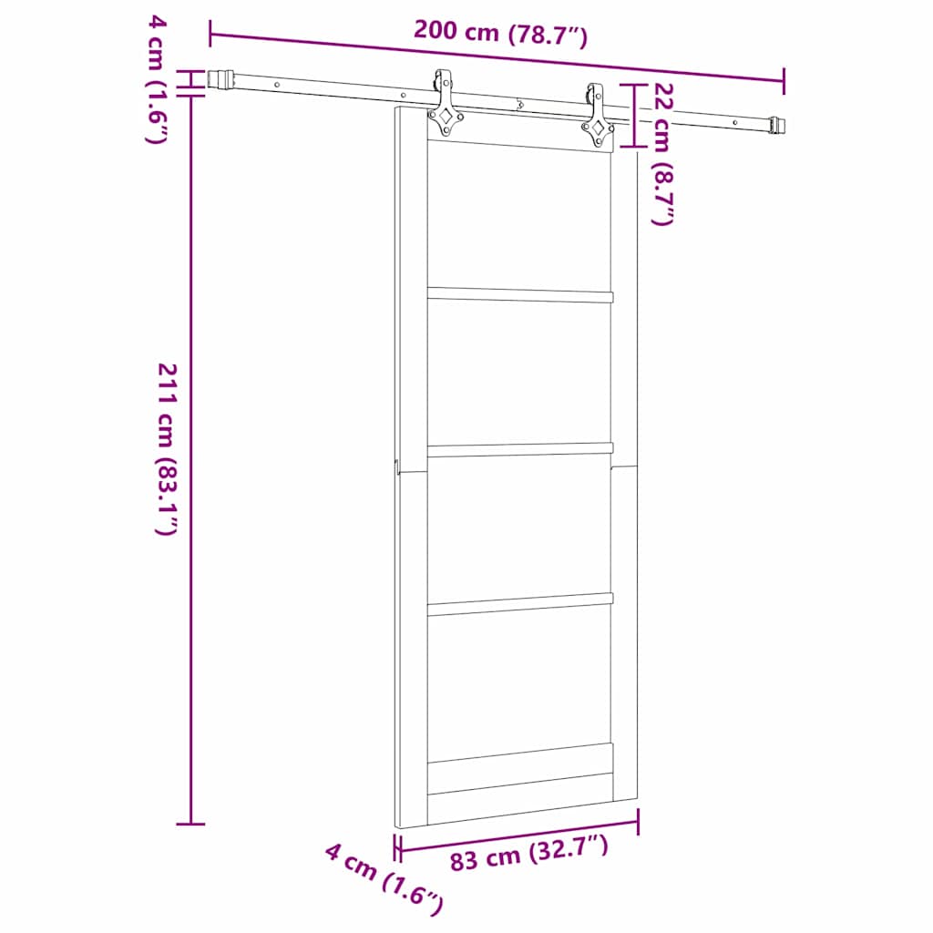Schiebetür ORKDAL Braun 83 x 211 cm Holz und Metall