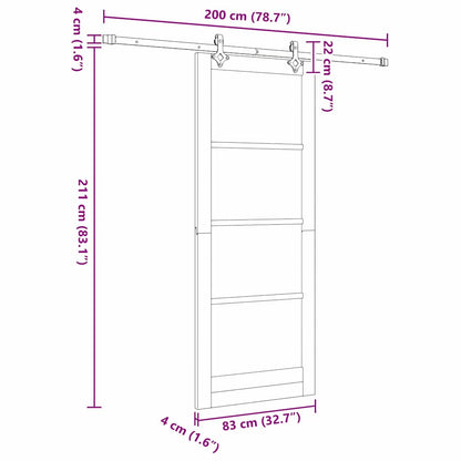 Schiebetür ORKDAL Braun 83 x 211 cm Holz und Metall
