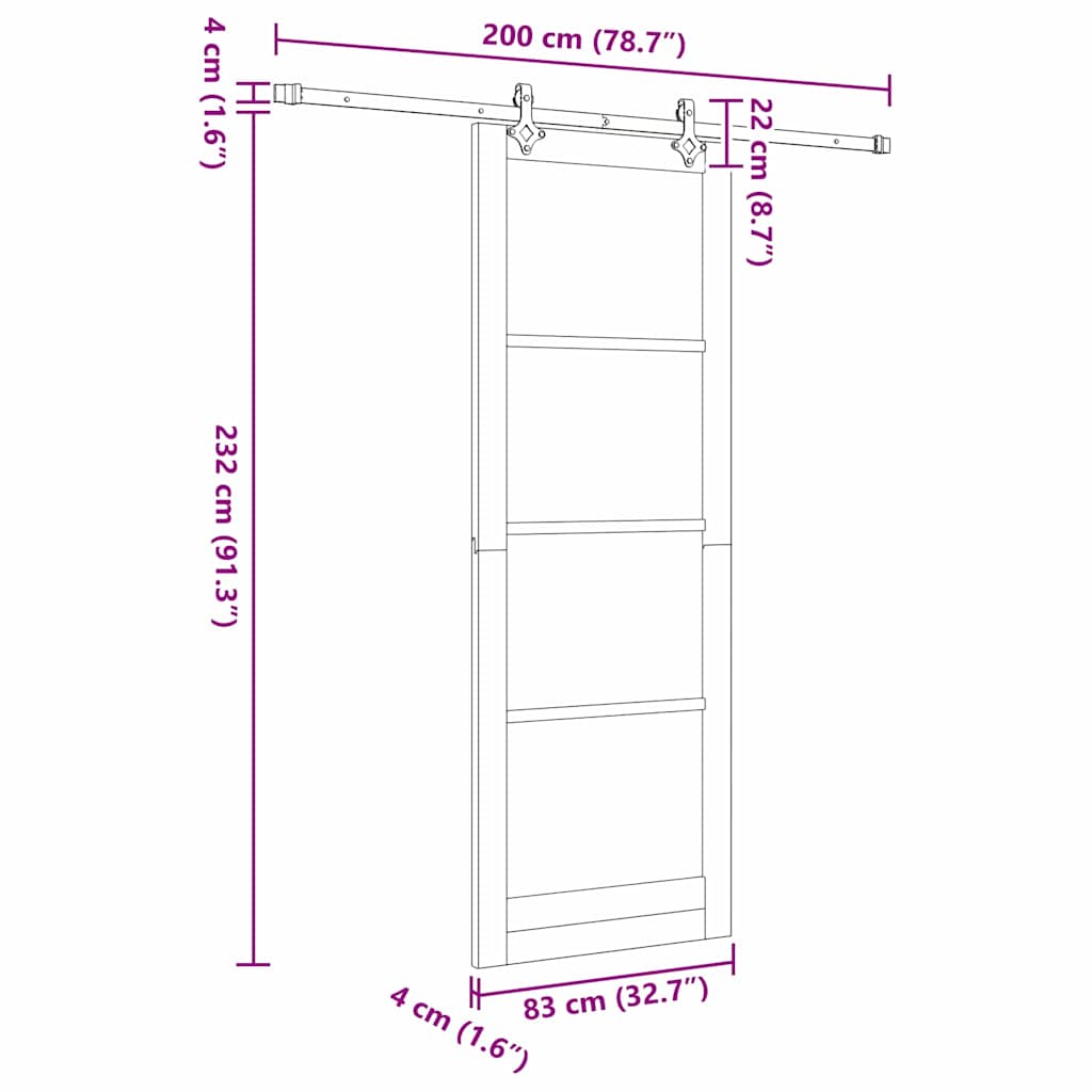 Schiebetür ORKDAL Weiß 83 x 232 cm Holz und Metall