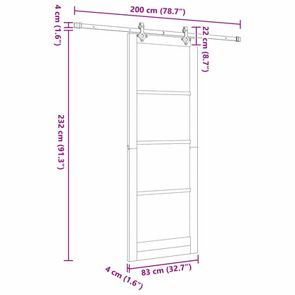 Schiebetür ORKDAL Weiß 83 x 232 cm Holz und Metall