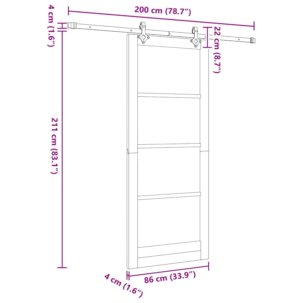 Schiebetür ORKDAL Braun 86 x 211 cm Holz und Metall