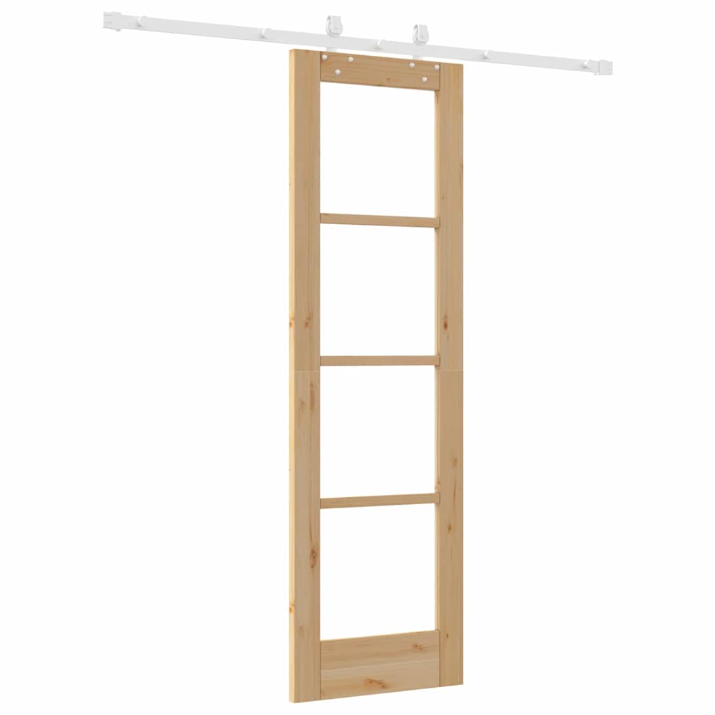Schiebetür Braun 61 x 198,5 cm Holz und Metall