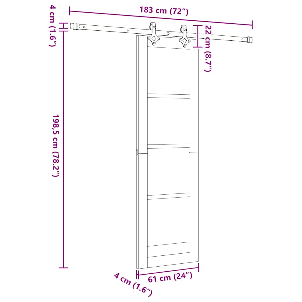 Schiebetür Braun 61 x 198,5 cm Holz und Metall