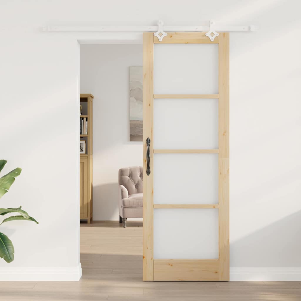 Schiebetür Braun 73,5 x 211 cm Holz und Metall