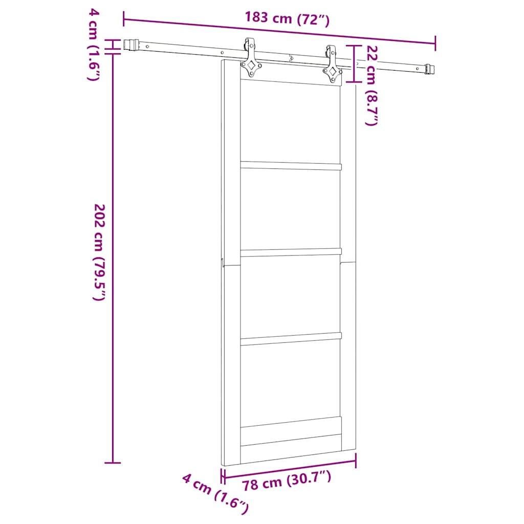 Schiebetür Braun 78 x 202 cm Holz und Metall