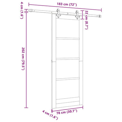 Schiebetür Braun 78 x 202 cm Holz und Metall