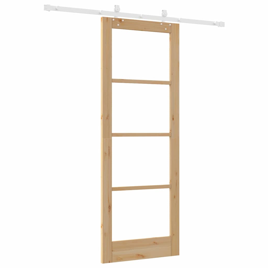 Schiebetür Braun 78 x 211 cm Holz und Metall