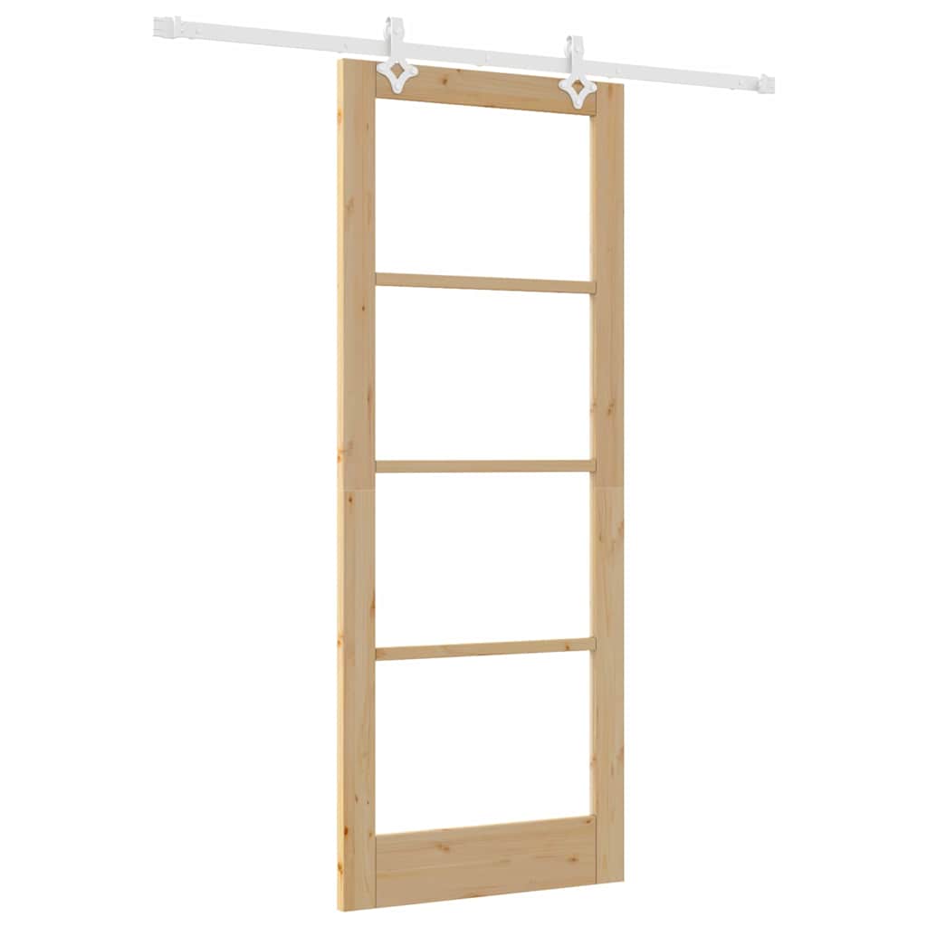Schiebetür Braun 83 x 211 cm Holz und Metall
