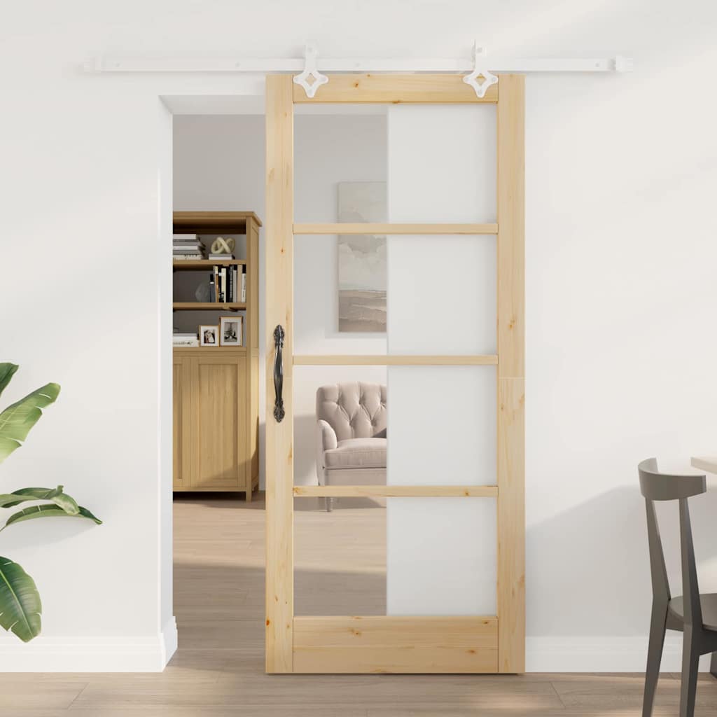 Schiebetür Braun 86 x 198,5 cm Holz und Metall