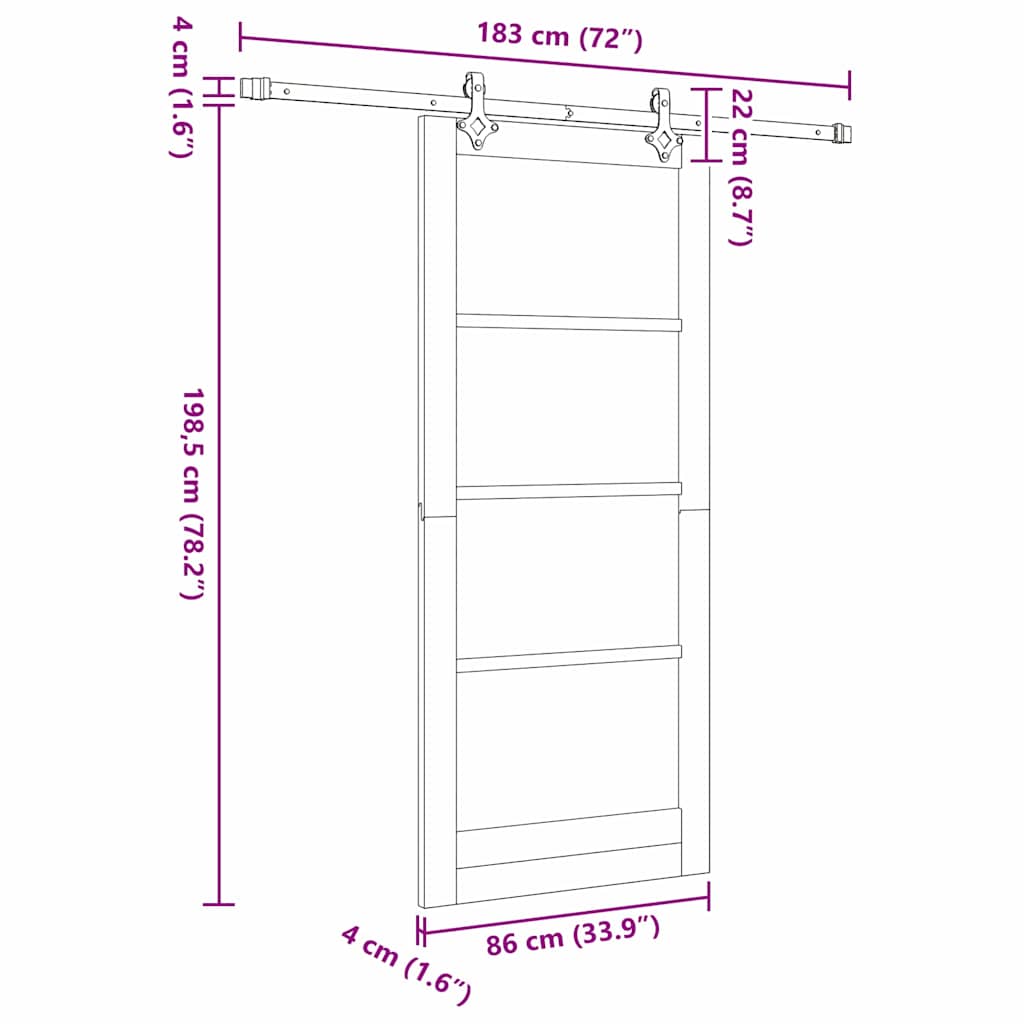 Schiebetür Braun 86 x 198,5 cm Holz und Metall